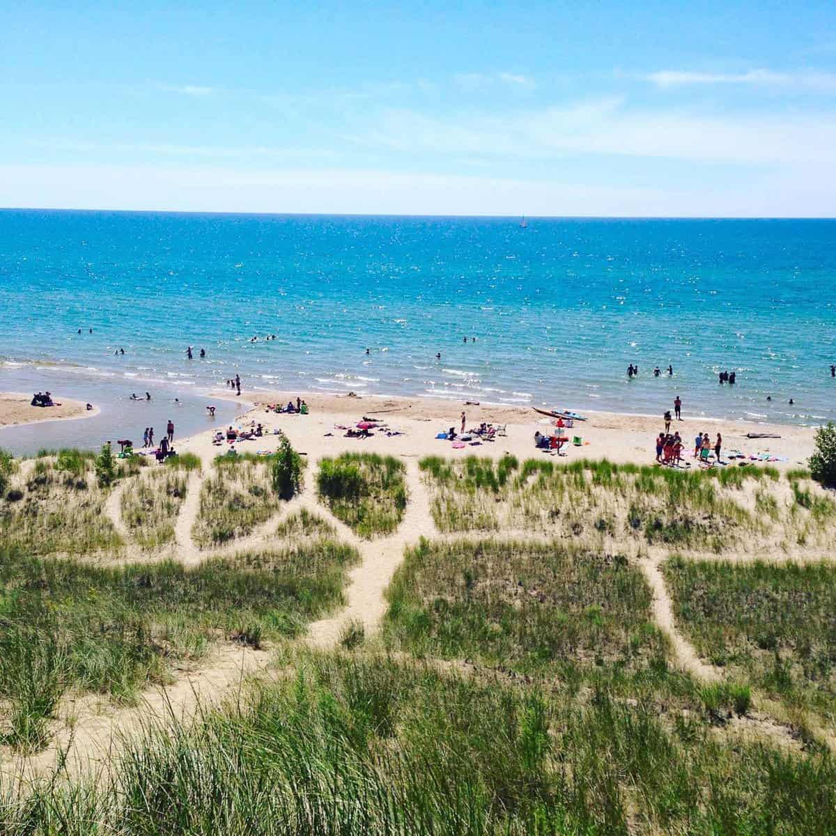 Muskegon state park beach michigan channel lake travel beaches