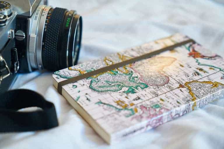 travel journal and camera for recording travel memoirs