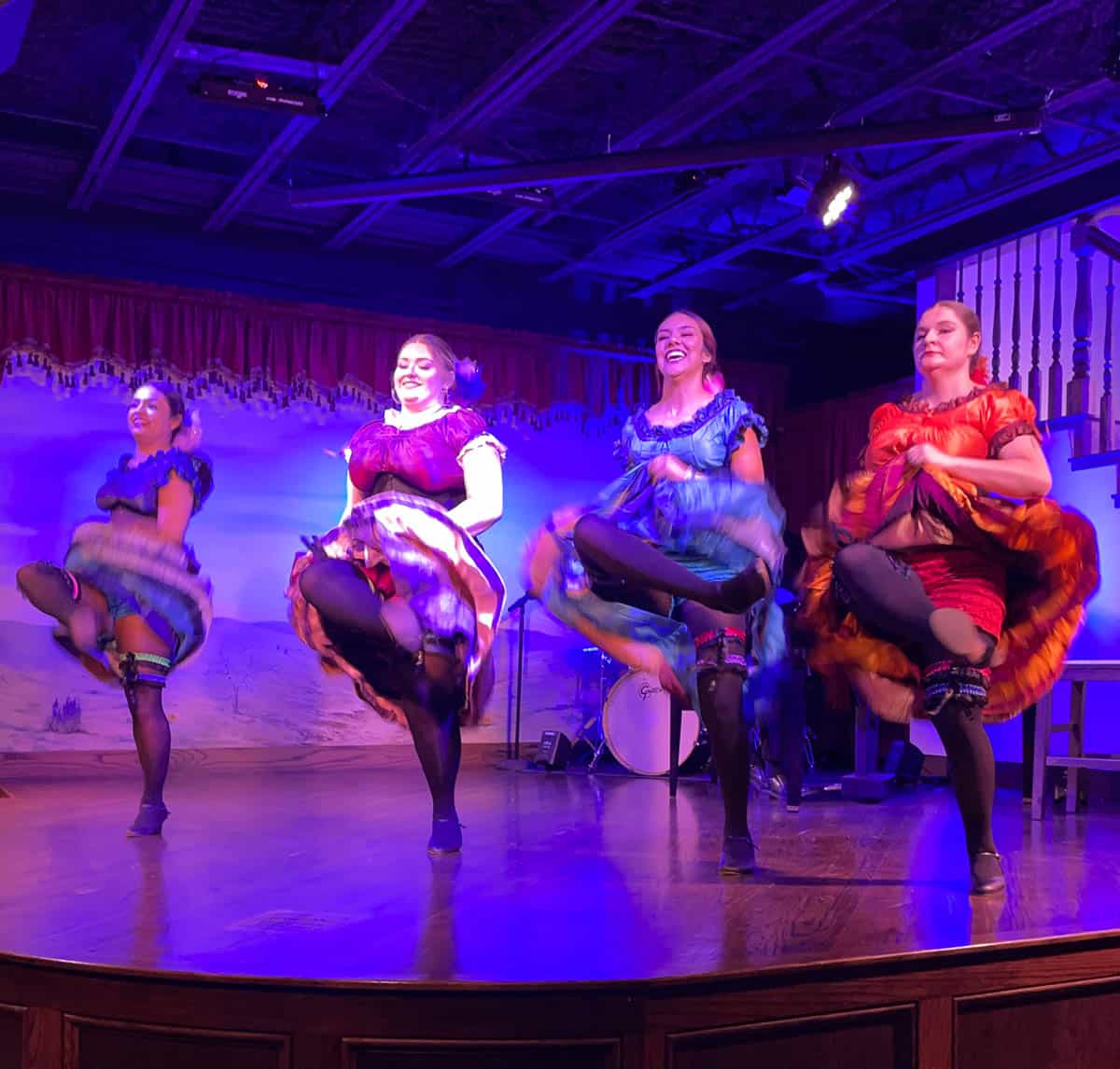 Things to do in Dodge City KS, picture of 4 can can dancers at the saloon